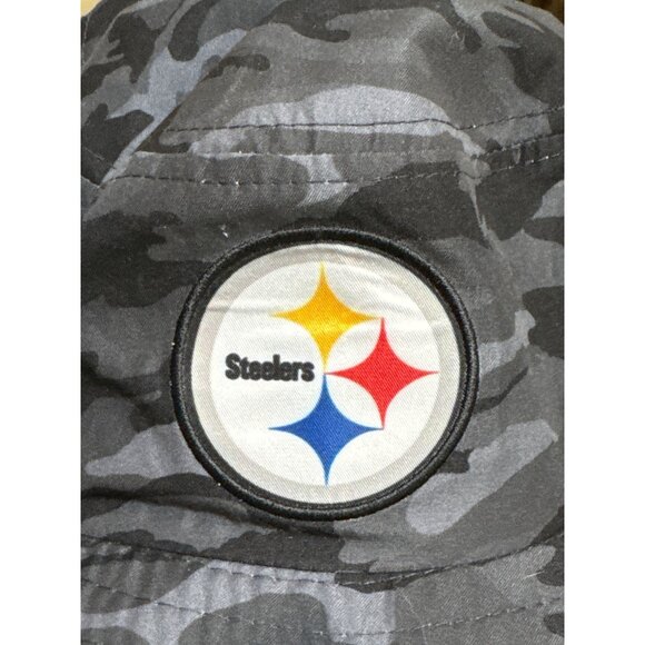 NEW NFL Pittsburgh Steelers Camo Boonie Bucket Hat Cap Gray Black Multi One Size - Picture 6 of 10